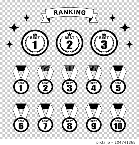 Ranking icon set / illustration / victory / gold / silver / copper / line simple / medal Ranking icon set / illustration / victory / gold / silver / copper / line simple / medal 104741869