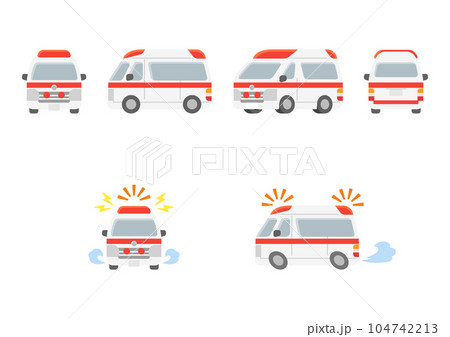 働く車・救急車 イラストセット 働く車・救急車 イラストセット 104742213