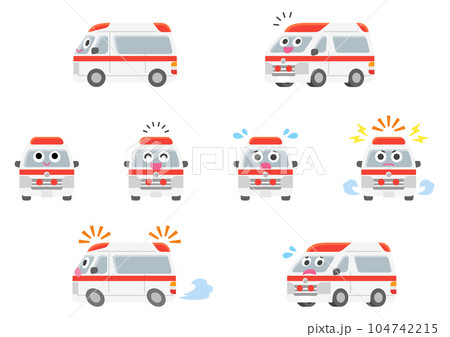 働く車・救急車　イラストセット 104742215