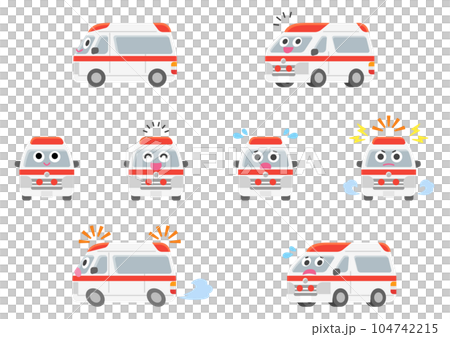 働く車・救急車　イラストセット 104742215