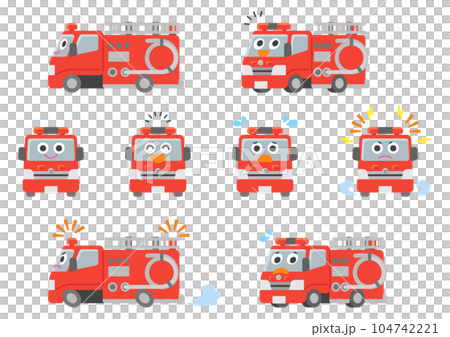 Working car/fire engine illustration set 104742221
