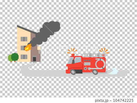 緊急奔赴火災現場的工作車/消防車 104742225