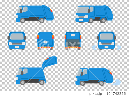 働く車・ごみ収集車　イラストセット 104742226