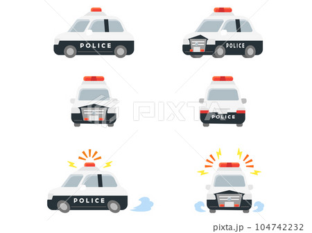 働く車・パトロールカー イラストセット 働く車・パトロールカー イラストセット 104742232