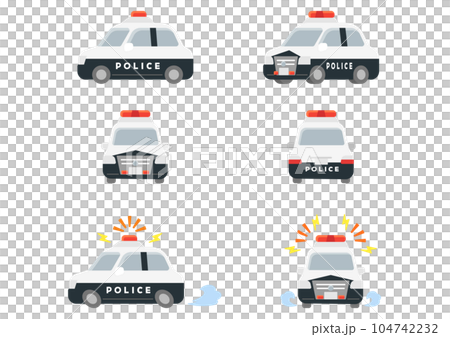 働く車・パトロールカー イラストセット 働く車・パトロールカー イラストセット 104742232