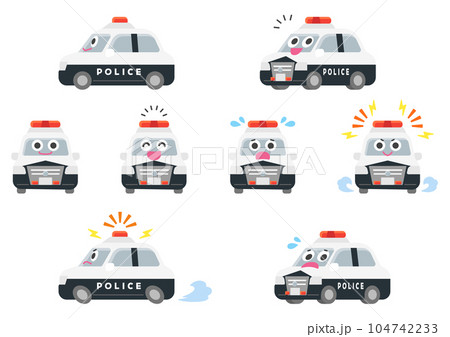 働く車・パトロールカー　イラストセット 104742233