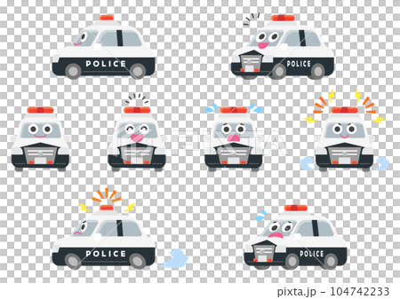 働く車・パトロールカー　イラストセット 104742233