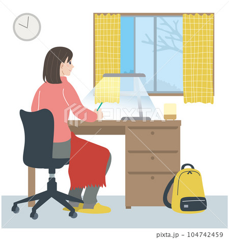 勉強をする女性のイラスト 104742459