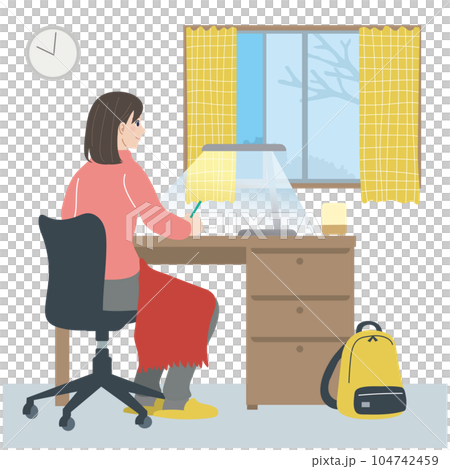 勉強をする女性のイラスト 104742459