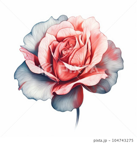 Bright pink rose flower art isolated on white background. Vector watercolor illustration. Watercolor painting of a beautiful vibrant flower. Bright pink rose flower art isolated on white background. Vector watercolor illustration. Watercolor painting of a beautiful vibrant flower. 104743275