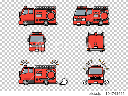 Working car/fire engine illustration set Working car/fire engine illustration set 104743663