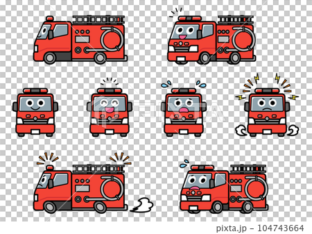 Working car/fire engine illustration set 104743664