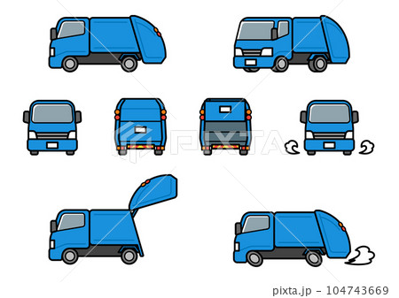 働く車・ごみ収集車 イラストセット 働く車・ごみ収集車 イラストセット 104743669