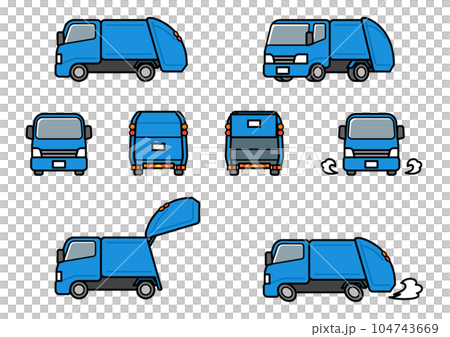 働く車・ごみ収集車 イラストセット 働く車・ごみ収集車 イラストセット 104743669