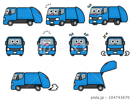 働く車・ごみ収集車 イラストセット 働く車・ごみ収集車 イラストセット 104743670