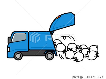 働く車・ごみを排出するごみ収集車 104743674