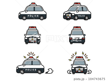 働く車・パトロールカー　イラストセット 104743675