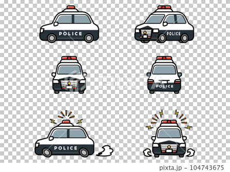 働く車・パトロールカー　イラストセット 104743675