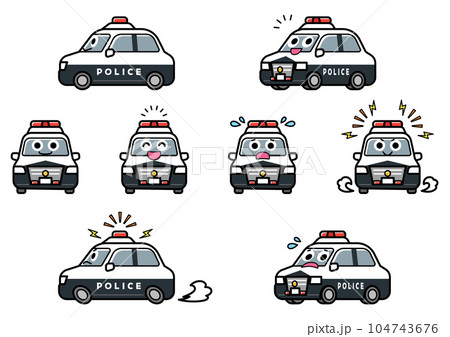 働く車・パトロールカー　イラストセット 104743676