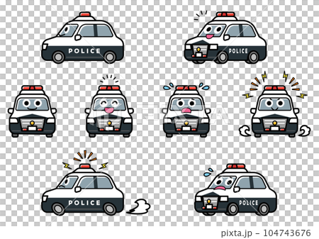働く車・パトロールカー　イラストセット 104743676