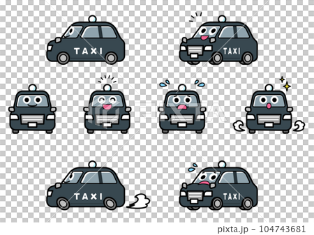 Working car/taxi illustration set Working car/taxi illustration set 104743681
