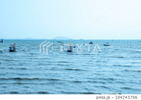 Fishing boat in the evening in Chonburi Province, Thailand Fishing boat in the evening in Chonburi Province, Thailand 104743706