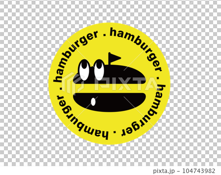 Hamburger character seal yellow 104743982