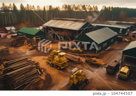 Sweeping View of a Timber Processing Site....のイラスト素材 [104744507] - PIXTA