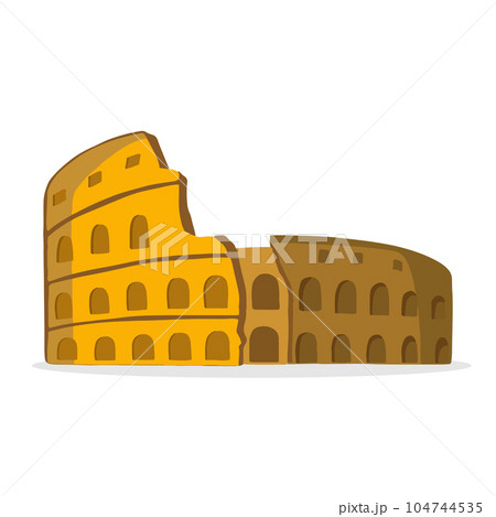 colosseum Rome Italy, gladiator fights, Symbol of Ancient Rome. Vector cartoon hand drawn 104744535