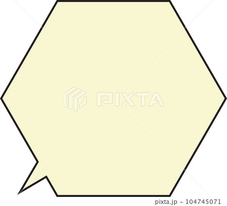 六角形吹き出し　実線　黄 104745071