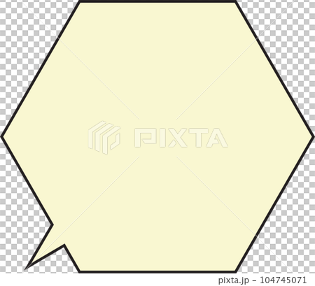 六角形吹き出し　実線　黄 104745071