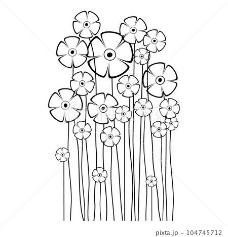 Spring Flower Silhouettes. Flowers silhouettes isolated on White Background. Vector line hand drawn illustration with flowers. Vector Illustration. Elements for design. Spring Flower Silhouettes. Flowers silhouettes isolated on White Background. Vector line hand drawn illustration with flowers. Vector Illustration. Elements for design. 104745712
