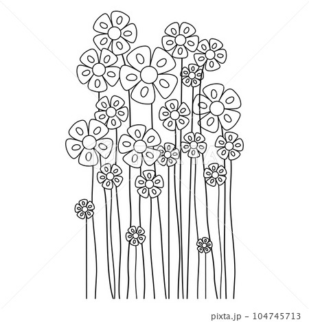 Spring Flower Silhouettes. Flowers silhouettes isolated on White Background. Vector line hand drawn illustration with flowers. Vector Illustration. Elements for design. Spring Flower Silhouettes. Flowers silhouettes isolated on White Background. Vector line hand drawn illustration with flowers. Vector Illustration. Elements for design. 104745713