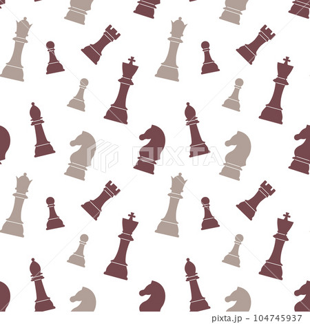 Seamless pattern of chess pieces on a white background. Chess background, print, vector 104745937