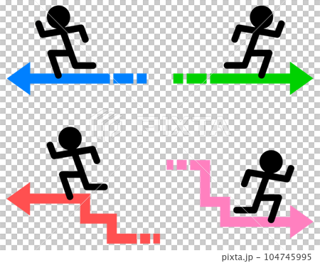 一個人沿著箭頭方向全速沖刺的插圖 104745995