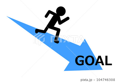 全速でダッシュして目標地点にゴールする人物のイラスト 104746308