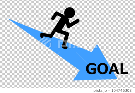 全速でダッシュして目標地点にゴールする人物のイラスト 104746308