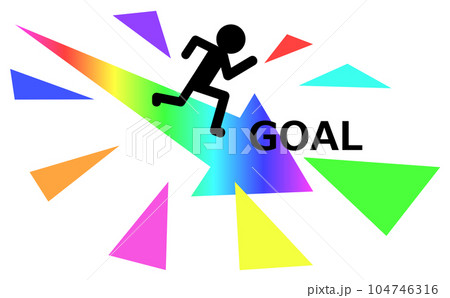 全速でダッシュして目標地点にゴールする人物のイラスト 104746316