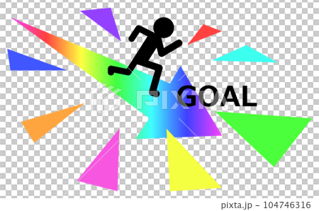 全速でダッシュして目標地点にゴールする人物のイラスト 104746316