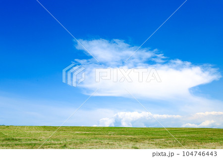 北海道の爽やかな青空と草原大地のイメージ風景 北海道の爽やかな青空と草原大地のイメージ風景 104746443