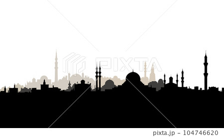 Arabian city black silhouette isolated on white background. Vector illustration EPS10 104746620