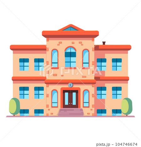 School Building in flat style isolated on white background. Vector illustration EPS10 104746674