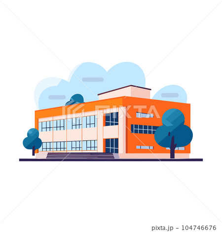 School Building in flat style isolated on white background. Vector illustration EPS10 104746676