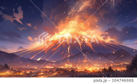 噴火した山、erupted mountain(generative ai) 104746988
