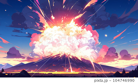 噴火した山、erupted mountain(generative ai) 104746990
