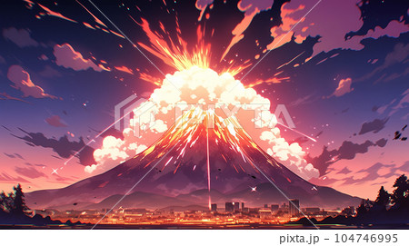 噴火した山、erupted mountain(generative ai) 104746995