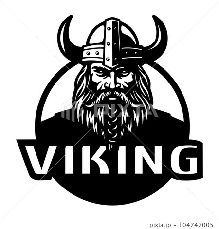 Viking warrior in a helmet with horns. Vector illustration. 104747005
