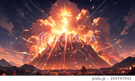 噴火した山、erupted mountain(generative ai) 104747042