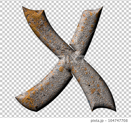 3D rendered illustration.Decorative concrete letter with lichen and moss.Art font. 3D rendered illustration.Decorative concrete letter with lichen and moss.Art font. 104747708