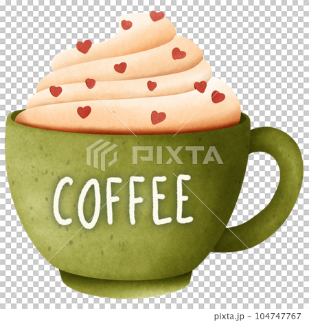 Whipped cream coffee with red heart flakes 104747767